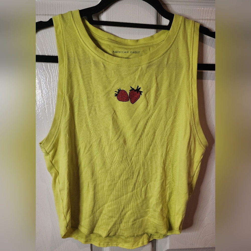 American Eagle Outfitters Yellow Ribbed Crop Top